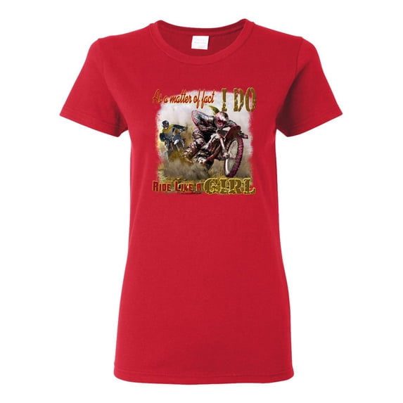 Wild Bobby, Biker Girl t I Do Ride Like A Girl, Cars and Trucks, Women Graphic Tee, Red, Large