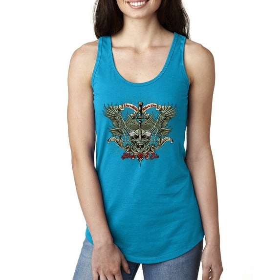 Wild Bobby, Biker Til I Die Live to Ride Motorcycle Cars and Trucks Ladies Racerback Tank Top, Turquoise, Small