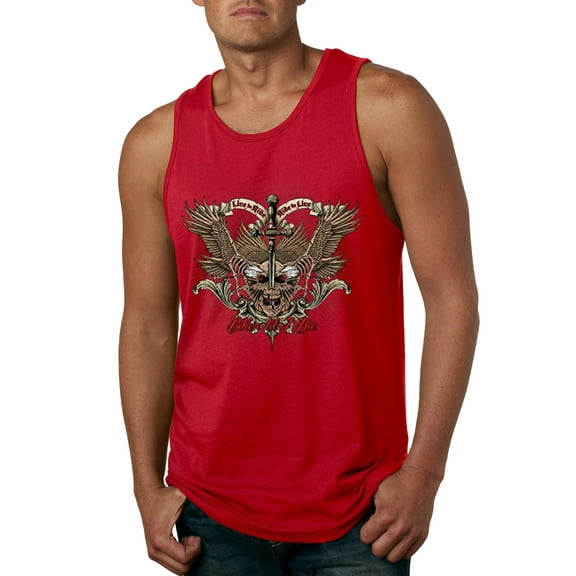 Wild Bobby, Biker Til I Die Live to Ride Motorcycle Cars and Trucks Mens Graphic Tank Top, Red, Large