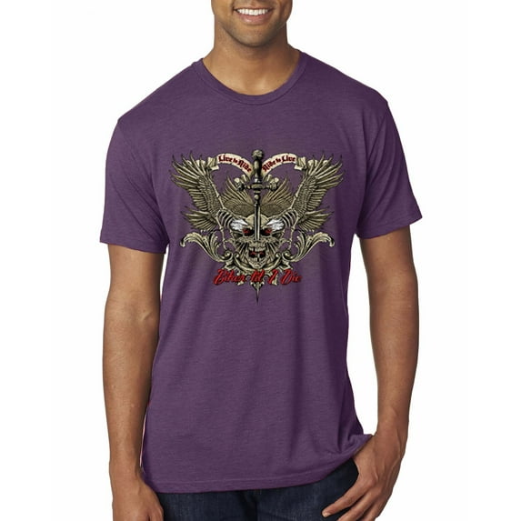 Wild Bobby, Biker Til I Die Live to Ride Motorcycle Cars and Trucks Mens Premium Tri Blend T-Shirt, Vintage Purple, Small