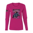 thumbnail image 1 of Wild Bobby, Bikers Against Breast Cancer USA Flag Sleeve Breast Cancer Awareness Women Long Sleeve Tee, Fuchsia, Medium, 1 of 6