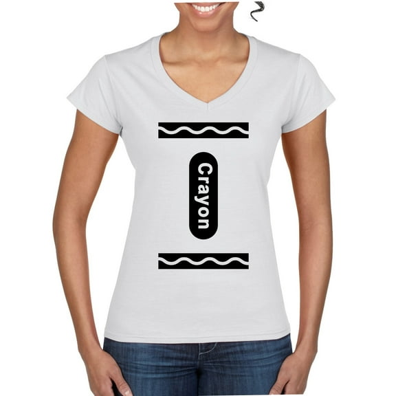 Wild Bobby Black Crayon Costume Women Standard V-Neck Tee