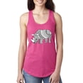 thumbnail image 1 of Black and White Mosaic Retro Mandala Rhino Animal Lover Ladies Racerback Tank Top, Raspberry, Medium, 1 of 1