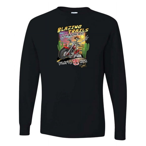 Wild Bobby Blazing Trails In The Blazing Heat Vintage Men Long Sleeve Shirt, Black, X-Large