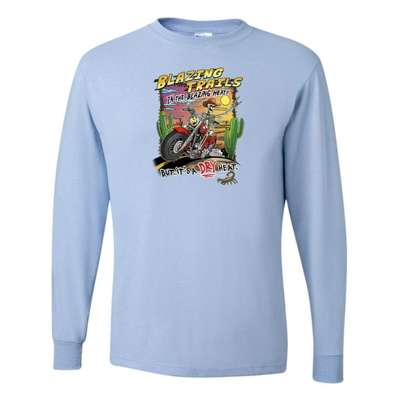 Wild Bobby Blazing Trails In The Blazing Heat Vintage Men Long Sleeve Shirt, Light Blue, X-Large