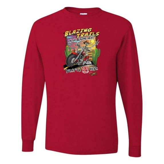 Wild Bobby Blazing Trails In The Blazing Heat Vintage Men Long Sleeve Shirt, Red, Medium