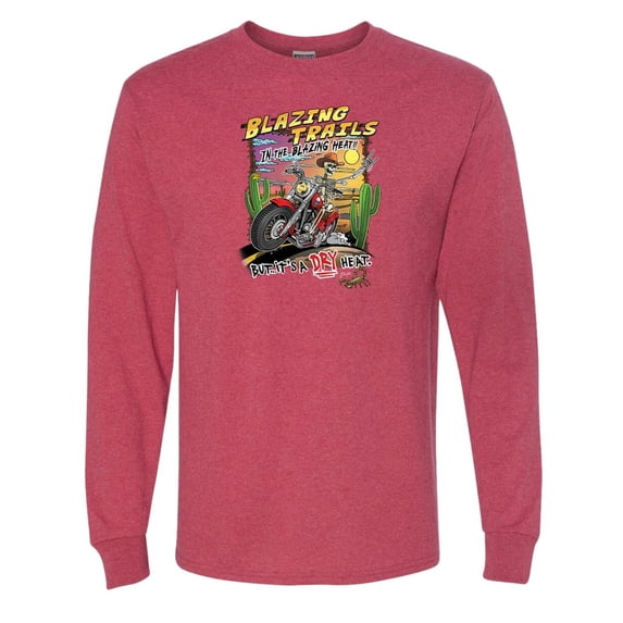Wild Bobby Blazing Trails In The Blazing Heat Vintage Men Long Sleeve Shirt, Vintage Heather Red, X-Large