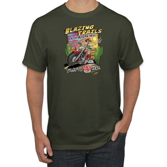Wild Bobby Blazing Trails In The Blazing Heat Vintage Men Tee, Military Green, 4X-Large