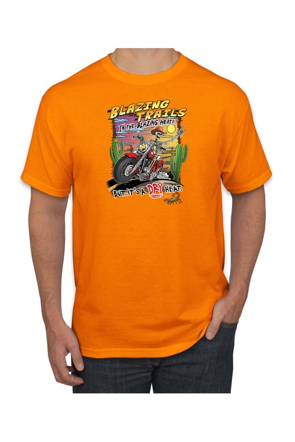 Blazing Trails In The Blazing Heat Vintage Men Tee, Orange, Large