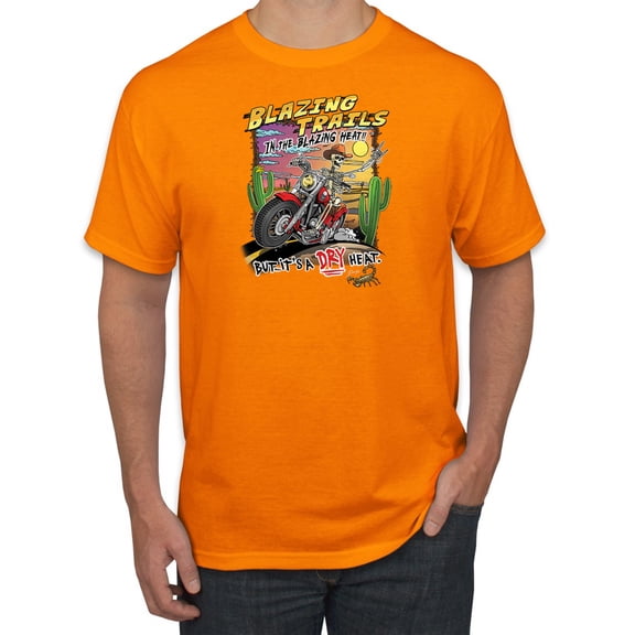 Wild Bobby Blazing Trails In The Blazing Heat Vintage Men Tee, Orange, Medium
