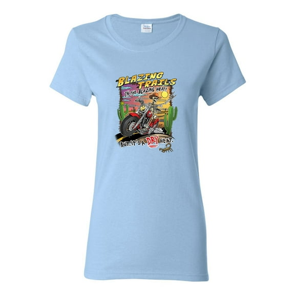Wild Bobby Blazing Trails In The Blazing Heat Vintage Women Graphic Tee, Light Blue, Medium