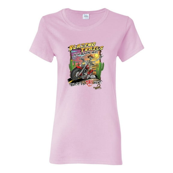 Wild Bobby Blazing Trails In The Blazing Heat Vintage Women Graphic Tee, Light Pink, Large