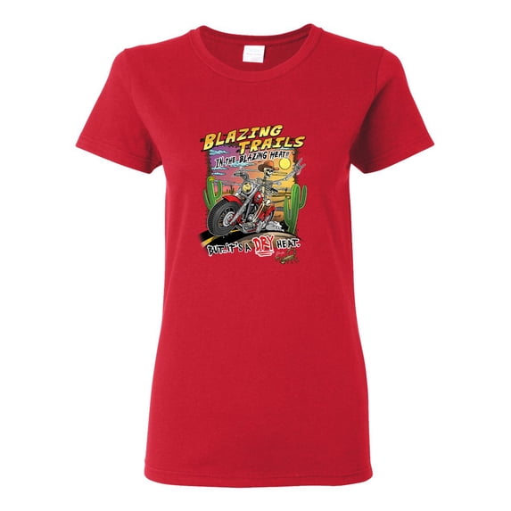 Wild Bobby Blazing Trails In The Blazing Heat Vintage Women Graphic Tee, Red, Large