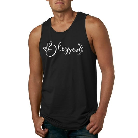 Wild Bobby, Blessed Inspirational Quote Heart Love, Inspirational/Christian, Men Graphic Tank Top, Black, Small