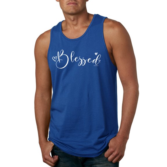 Wild Bobby, Blessed Inspirational Quote Heart Love, Inspirational/Christian, Men Graphic Tank Top, Royal, X-Large