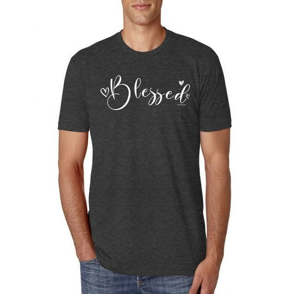 Wild Bobby, Blessed Inspirational Quote Heart Love, Inspirational/Christian, Men Premium Tri Blend Tee, Vintage Black, Small