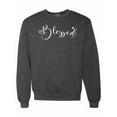 thumbnail image 1 of Wild Bobby, Blessed Inspirational Quote Heart Love, Inspirational/Christian, Unisex Crewneck Graphic Sweatshirt, Heather Black, Medium, 1 of 3