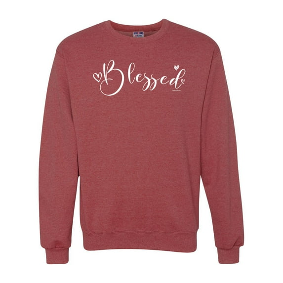 Wild Bobby, Blessed Inspirational Quote Heart Love, Inspirational/Christian, Unisex Crewneck Graphic Sweatshirt, Vintage Heather Red, 3XL