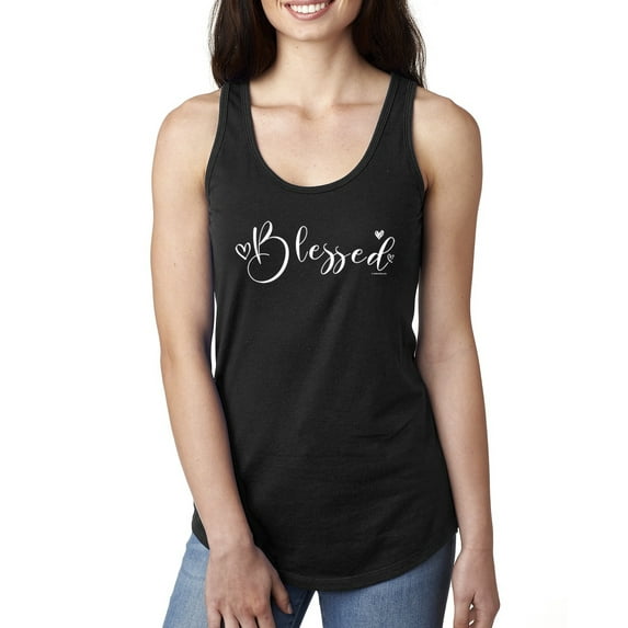 Wild Bobby, Blessed Inspirational Quote Heart Love, Inspirational/Christian, Women Racerback Tank Top, Black, Large