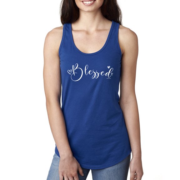 Wild Bobby, Blessed Inspirational Quote Heart Love, Inspirational/Christian, Women Racerback Tank Top, Royal, Large