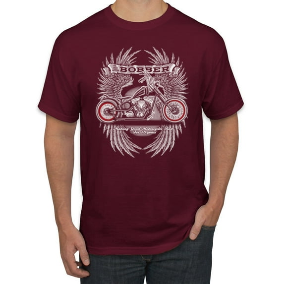 Wild Bobby, Bobber Bike Making Good Making Motorcycles Bad for 70 Years Cars and Trucks Men's Graphic T-Shirt, Maroon, 2XL