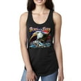 thumbnail image 1 of Wild Bobby, Born To Be Free Blad Eagle and American Flag Cars and Trucks Ladies Racerback Tank Top, Black, Small, 1 of 3