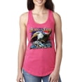thumbnail image 1 of Wild Bobby, Born To Be Free Blad Eagle and American Flag Cars and Trucks Ladies Racerback Tank Top, Hot Pink, Large, 1 of 3