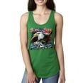 thumbnail image 1 of Wild Bobby, Born To Be Free Blad Eagle and American Flag Cars and Trucks Ladies Racerback Tank Top, Kelly, Medium, 1 of 3