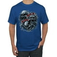 thumbnail image 1 of Wild Bobby, Born To Be Free Blad Eagle and American Flag Cars and Trucks Men's Graphic T-Shirt, Royal, 2XL, 1 of 3