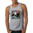 thumbnail image 1 of Wild Bobby, Born To Be Free Blad Eagle and American Flag Cars and Trucks Mens Graphic Tank Top, Heather Grey, Small, 1 of 3