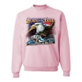thumbnail image 1 of Wild Bobby, Born To Be Free Blad Eagle and American Flag Cars and Trucks Unisex Crewneck Graphic Sweatshirt, Light Pink, 3XL, 1 of 3