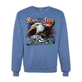 thumbnail image 1 of Wild Bobby, Born To Be Free Blad Eagle and American Flag Cars and Trucks Unisex Crewneck Graphic Sweatshirt, Vintage Heather Blue, 2XL, 1 of 3