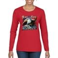 thumbnail image 1 of Wild Bobby, Born To Be Free Blad Eagle and American Flag Cars and Trucks Womens Graphic Long Sleeve T-Shirt, Red, Large, 1 of 3