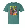 thumbnail image 1 of Wild Bobby,Boston Terrier Cute Retro Dean Russo Dog Lover Garment-Dyed Washed Look Short Sleeve Tees, Emerald, Small, 1 of 3