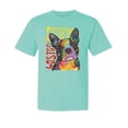 thumbnail image 1 of Wild Bobby,Boston Terrier Cute Retro Dean Russo Dog Lover Garment-Dyed Washed Look Short Sleeve Tees, Mint, Small, 1 of 3