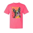 thumbnail image 1 of Wild Bobby,Boston Terrier Cute Retro Dean Russo Dog Lover Garment-Dyed Washed Look Short Sleeve Tees, Neon Pink, Medium, 1 of 3