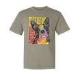 thumbnail image 1 of Wild Bobby,Boston Terrier Cute Retro Dean Russo Dog Lover Garment-Dyed Washed Look Short Sleeve Tees, Sand, Small, 1 of 3