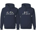 thumbnail image 1 of Wild Bobby, Boy Friend Girl Friend Funny Friends Font Classic His and Hers Matching Couples Hoodies Sweater Set, Navy, Mens M-Womens 2XL, 1 of 3