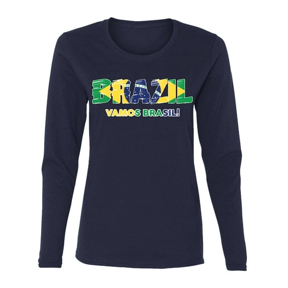 Wild Bobby Brazil Flag Pride Graphic Vamos Brasil Selecao | Unisex Novelty Graphic T-Shirt | Soccer Football Fan Gift for Men Women Graphic Long Sleeve Tee