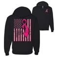 thumbnail image 1 of Wild Bobby Breast Cancer Awareness American Flag Front and Back Graphic Zip Up Hoodie Sweatshirt, Black, XX-Large, 1 of 4