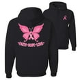 thumbnail image 1 of Wild Bobby, Breast Cancer Awareness Butterfly Pink Ribbon Faith Hope Love Front and Back Unisex Hoodie Sweatshirt, Black, Small, 1 of 6