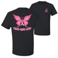 thumbnail image 1 of Wild Bobby, Breast Cancer Awareness Butterfly Pink Ribbon Faith Hope Love Front and Back Unisex Tee , Black, X-Large, 1 of 6