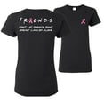 thumbnail image 1 of Wild Bobby Breast Cancer Awareness Don't Let Friends Fight Breast Cancer Alone Front and Back Women Tee, Black, X-Large, 1 of 6
