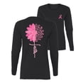 thumbnail image 1 of Wild Bobby Breast Cancer Awareness Faith Pink Ribbon Sunflower Front and Back Women Long Sleeve Tee, Black, XX-Large, 1 of 6