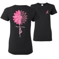 thumbnail image 1 of Wild Bobby Breast Cancer Awareness Faith Pink Ribbon Sunflower Front and Back Women Tee, Black, 3X-Large, 1 of 6
