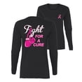 thumbnail image 1 of Wild Bobby Breast Cancer Awareness Fight for a Cure Fight Support Front and Back Women Long Sleeve Tee, Black, Small, 1 of 6