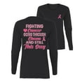 thumbnail image 1 of Wild Bobby Breast Cancer Awareness Fighting Cancer And Still Sexy Front and Back Women Long Sleeve Tee, Black, Small, 1 of 6