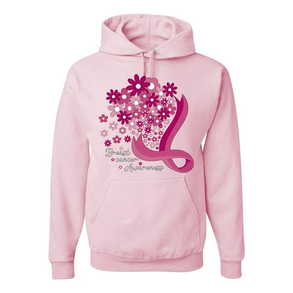 Wild Bobby Breast Cancer Awareness Flowers Breast Cancer Awareness Unisex Hoodie Sweatshirt, Light Pink, Large