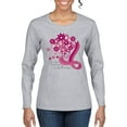 thumbnail image 1 of Wild Bobby Breast Cancer Awareness Flowers Breast Cancer Awareness Women Graphic Long Sleeve Tee, Heather Grey, Small, 1 of 6