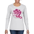 thumbnail image 1 of Wild Bobby Breast Cancer Awareness Flowers Breast Cancer Awareness Women Graphic Long Sleeve Tee, White, Small, 1 of 6
